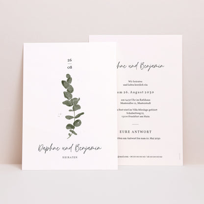 Hochzeitseinladung Eukalyptus Aquarell foto N° 1