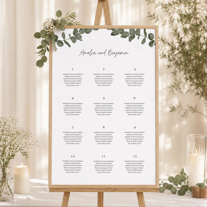 Sitzplan Hochzeit Porträt Eukalyptus Aquarell foto N° 1