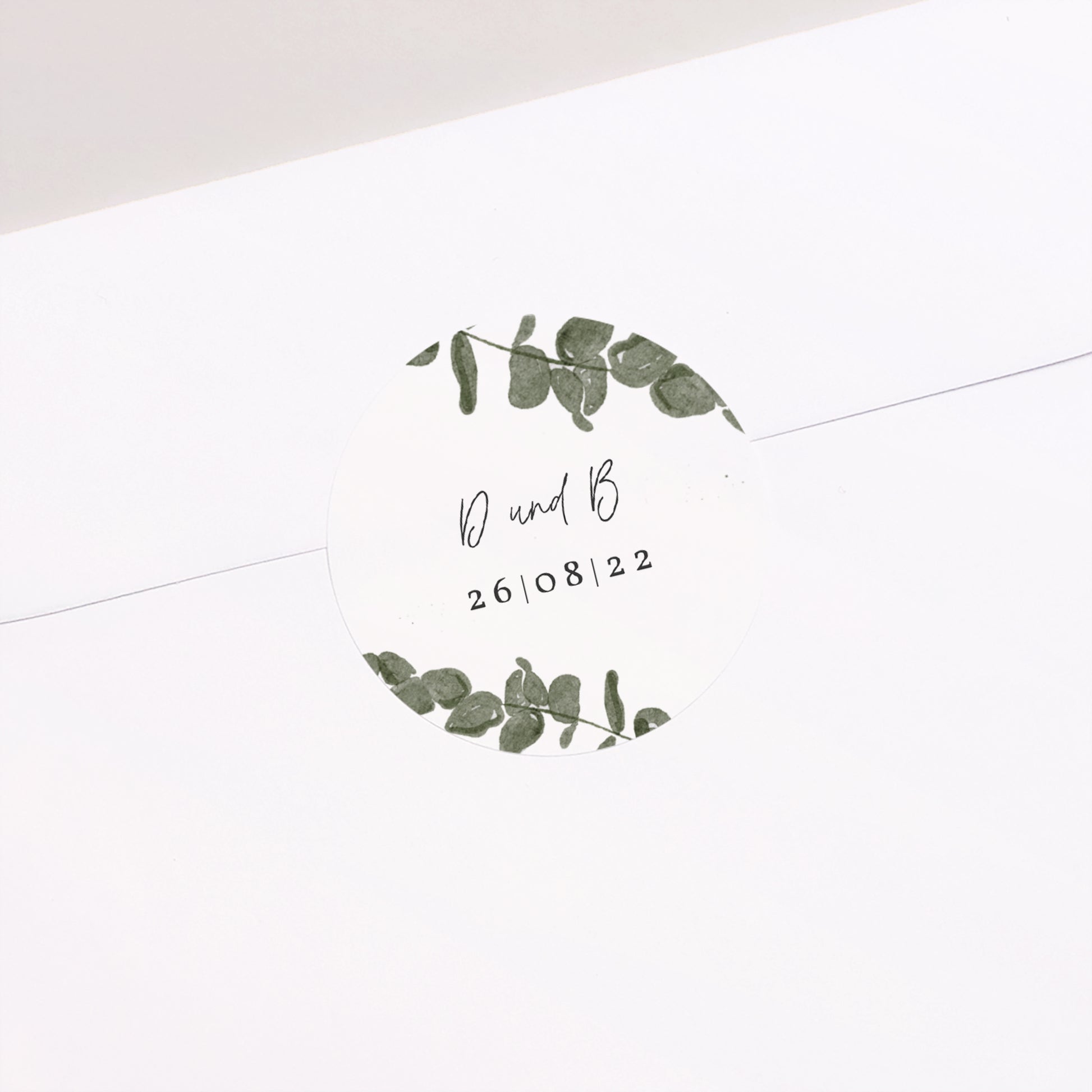 Sticker Hochzeit Rund Eukalyptus Aquarell foto N° 2