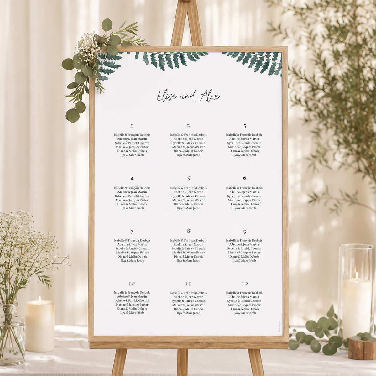 Sitzplan Hochzeit Porträt Wasserfarn foto N° 1
