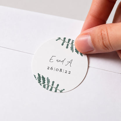 Sticker Hochzeit Rund Wasserfarn foto N° 1