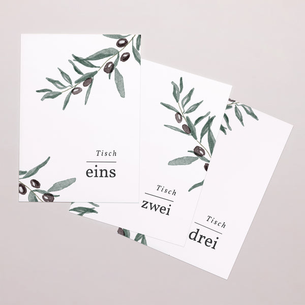 Tischnummern Hochzeit Rechteck Olivier Aquarell foto