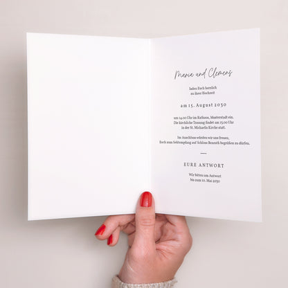 Hochzeitseinladung Doppelflügelporträt Olivier Aquarell foto N° 2