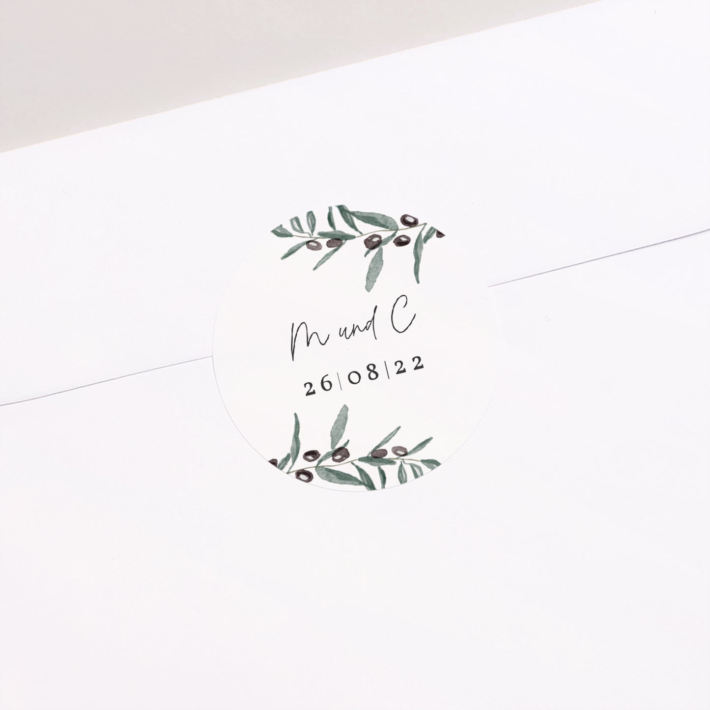 Sticker Hochzeit Rund Olivier Aquarell foto N° 2