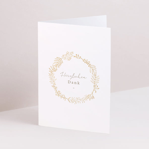 Dankeskarte Hochzeit Doppelter Porträtflügel Goldene Krone foto