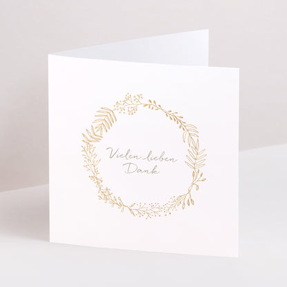 Dankeskarte Hochzeit Doppelflügiges Quadrat Goldene Krone foto N° 1