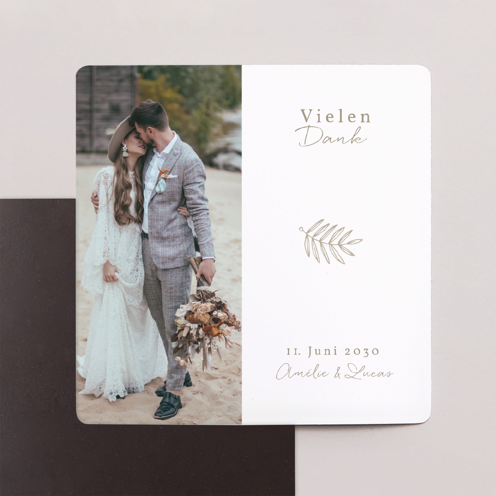 Dankeskarte Hochzeit Satz von 9, magnetisch. Goldene Krone foto N° 1