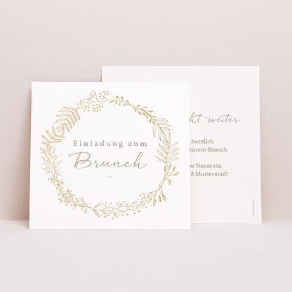 Einladungskarte Hochzeit Quadrat Goldene Krone foto N° 1