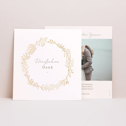 Dankeskarte Hochzeit Quadrat Goldene Krone foto N° 1