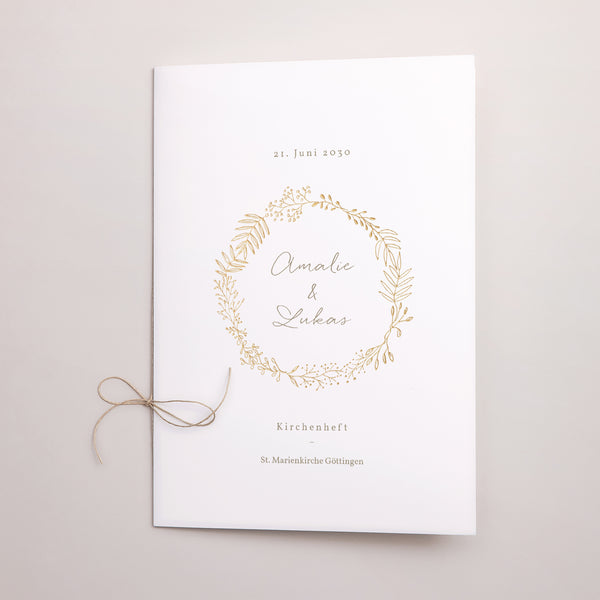 Kirchenheft Hochzeit Doppelflügel Goldene Krone foto