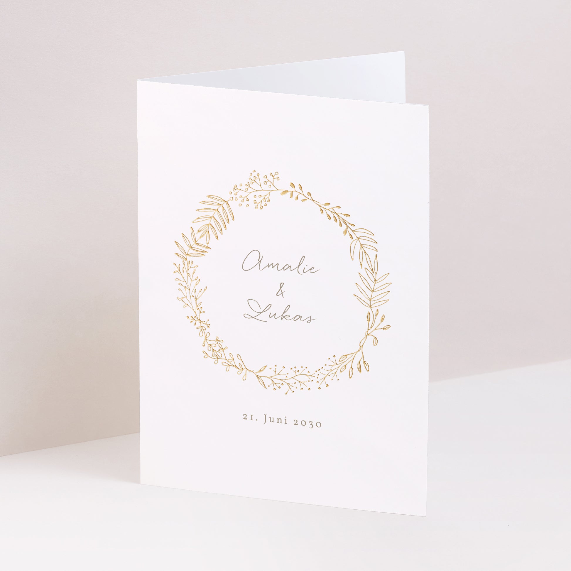Hochzeitseinladung Doppelflügelporträt Goldene Krone foto N° 1