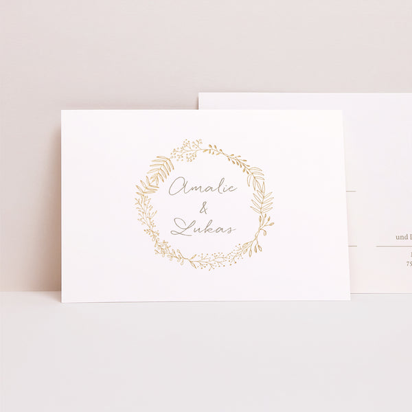 Antwortkarte Hochzeit Landschaft Goldene Krone foto