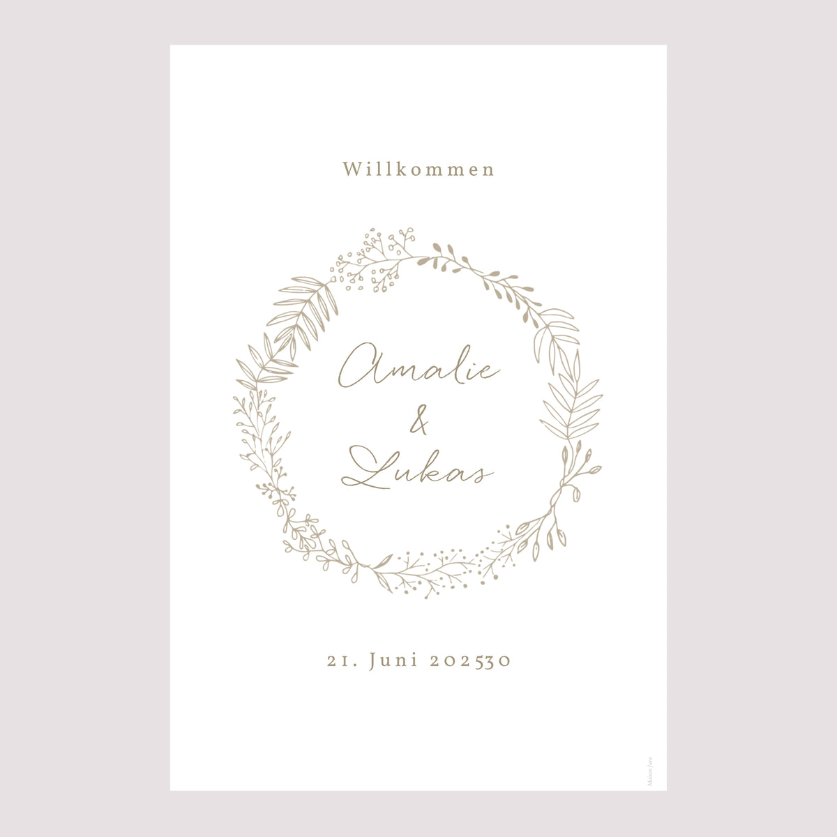Begrüßungstafel Hochzeit Porträt 60 x 90 cm Goldene Krone foto N° 2