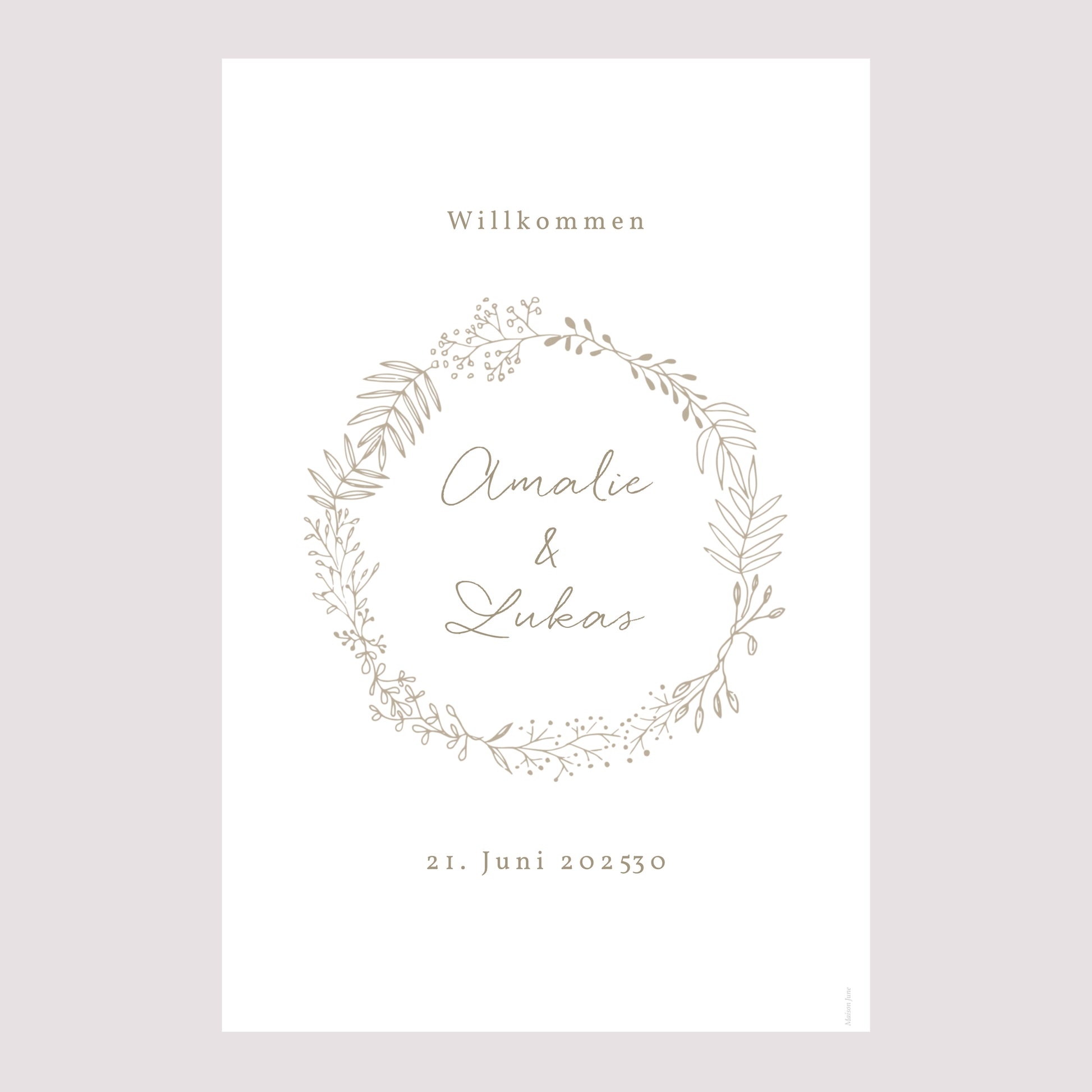 Begrüßungstafel Hochzeit Porträt 60 x 90 cm Goldene Krone foto N° 2