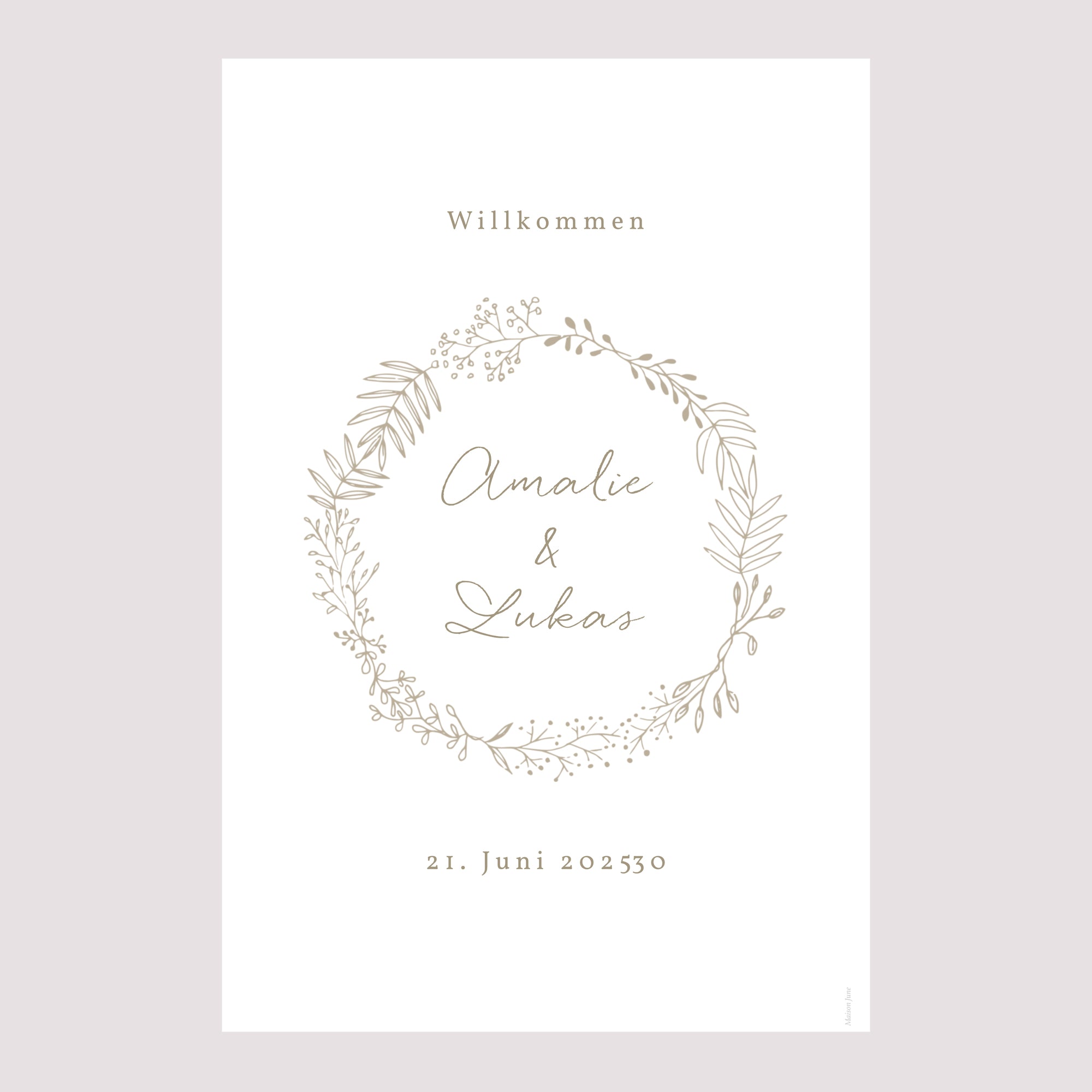 Begrüßungstafel Hochzeit Porträt 60 x 90 cm Goldene Krone foto N° 2