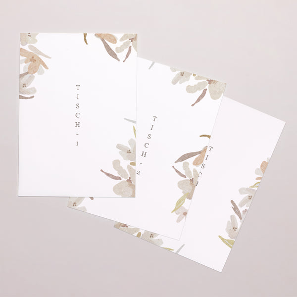 Tischnummern Hochzeit Rechteck Kranz Blumen Aquarell foto