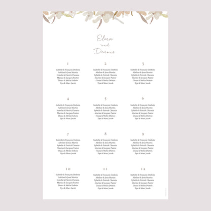 Sitzplan Hochzeit Porträt Kranz Blumen Aquarell foto N° 2