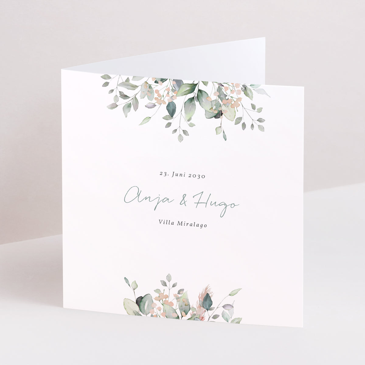 Hochzeitseinladung Doppelflügiges Quadrat Floral pastell foto N° 1