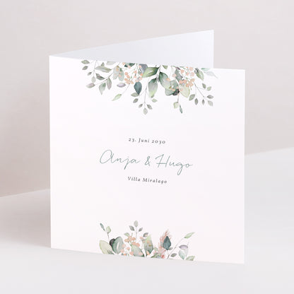 Hochzeitseinladung Doppelflügiges Quadrat Floral pastell foto N° 1