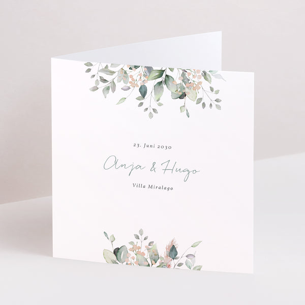 Hochzeitseinladung Doppelflügiges Quadrat Floral pastell foto