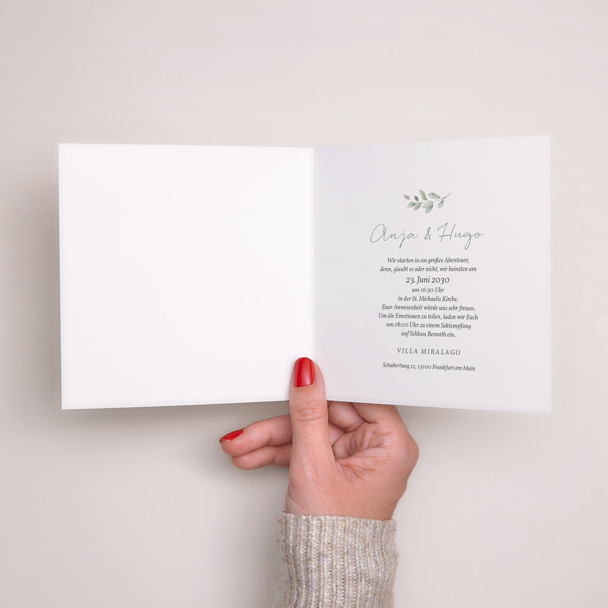 Hochzeitseinladung Doppelflügiges Quadrat Floral pastell foto N° 2