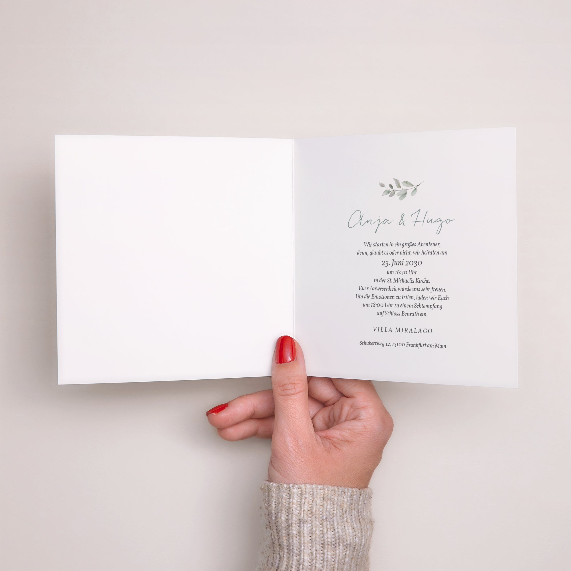 Hochzeitseinladung Doppelflügiges Quadrat Floral pastell foto N° 2