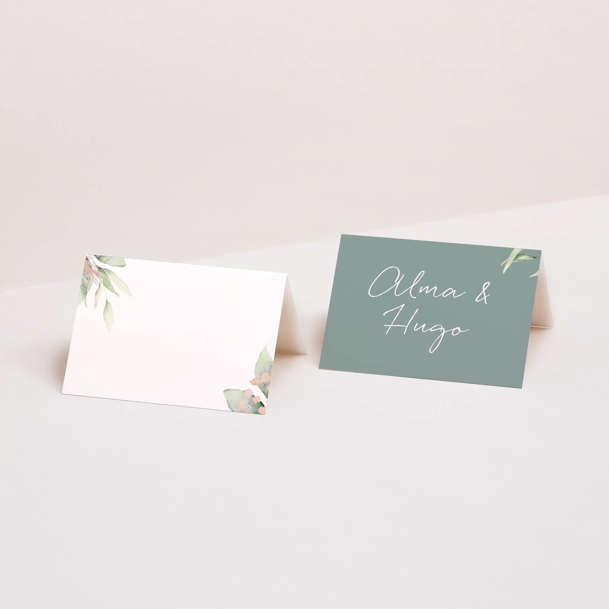 Tischkarten Hochzeit Quer Floral pastell foto N° 1