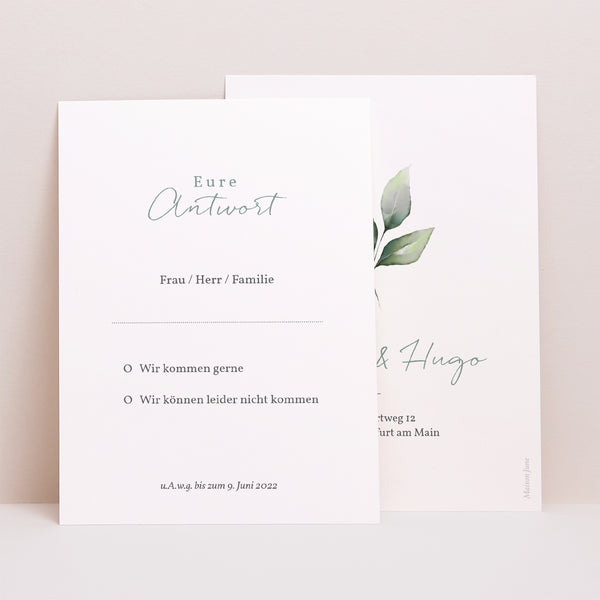 Antwortkarte Hochzeit Porträt Floral pastell foto