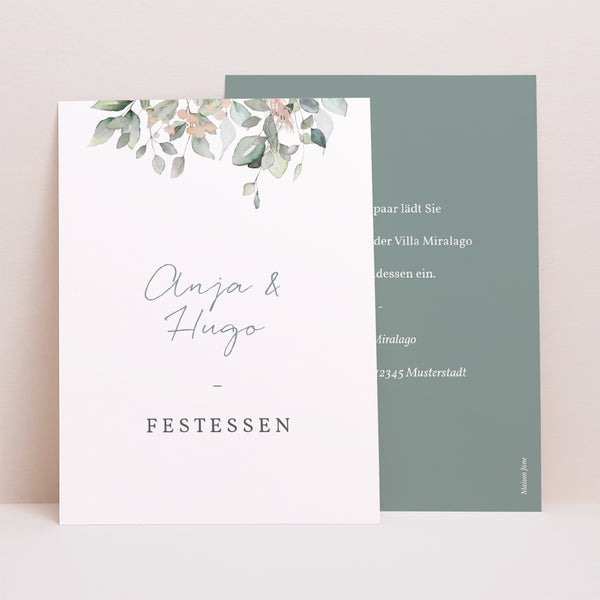 Einladungskarte Hochzeit Porträt Floral pastell foto