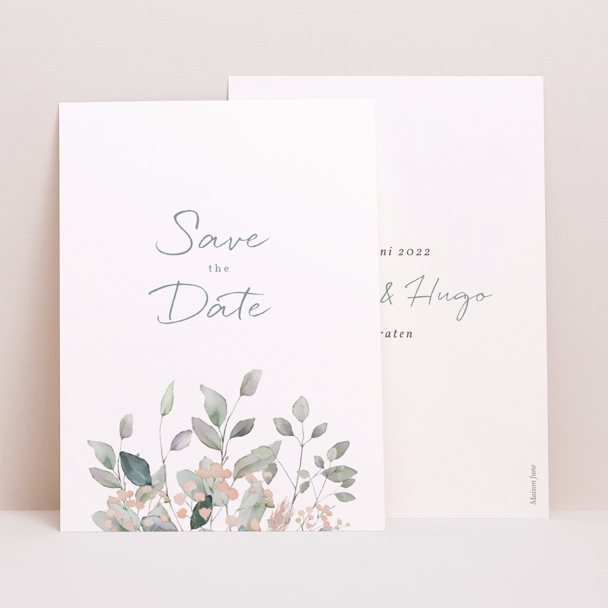 Save the date Karte Hochzeit Porträt Floral pastell foto N° 1