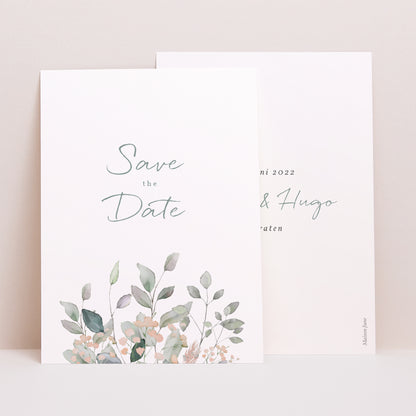Save the date Karte Hochzeit Porträt Floral pastell foto N° 1