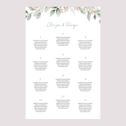 Sitzplan Hochzeit Porträt 60 x 90 cm Floral pastell foto N° 2