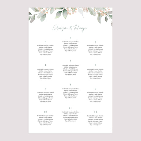 Sitzplan Hochzeit Porträt 60 x 90 cm Floral pastell