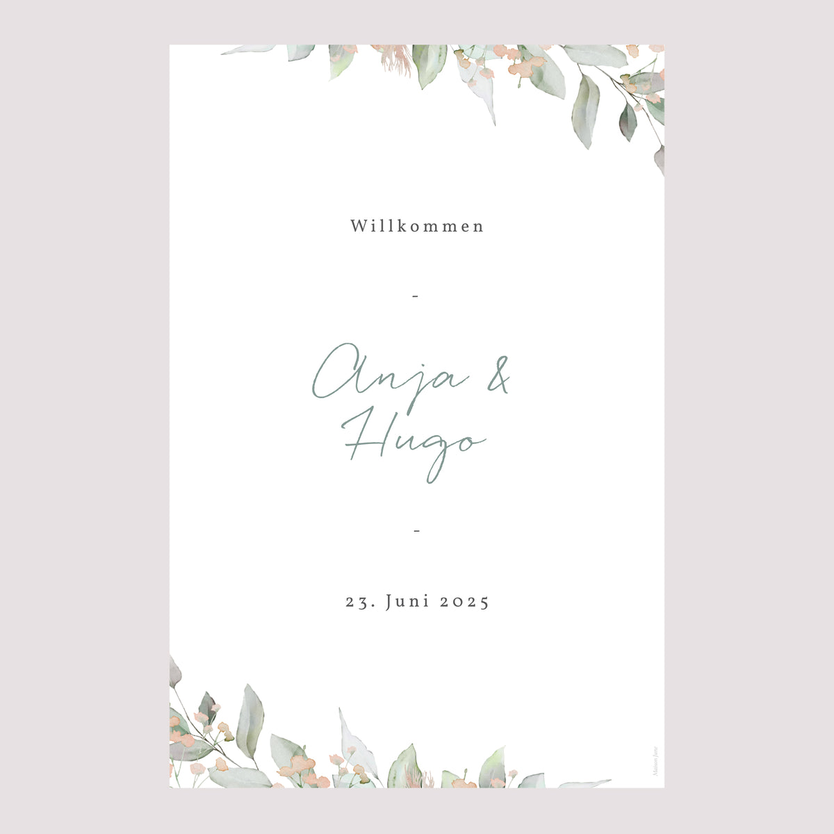 Begrüßungstafel Hochzeit Porträt 60 x 90 cm Floral pastell foto N° 2