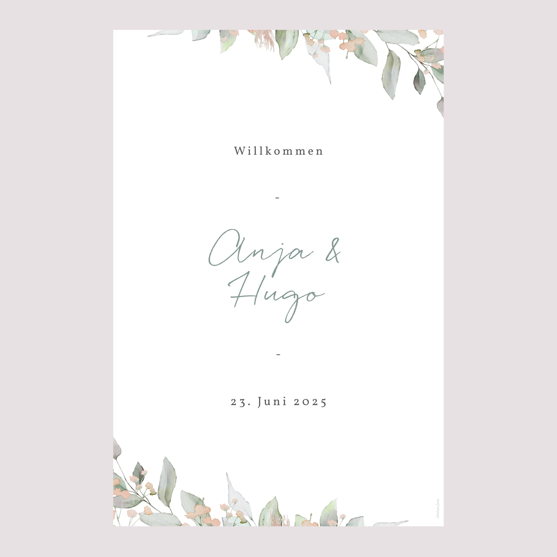 Begrüßungstafel Hochzeit Porträt 60 x 90 cm Floral pastell foto N° 2