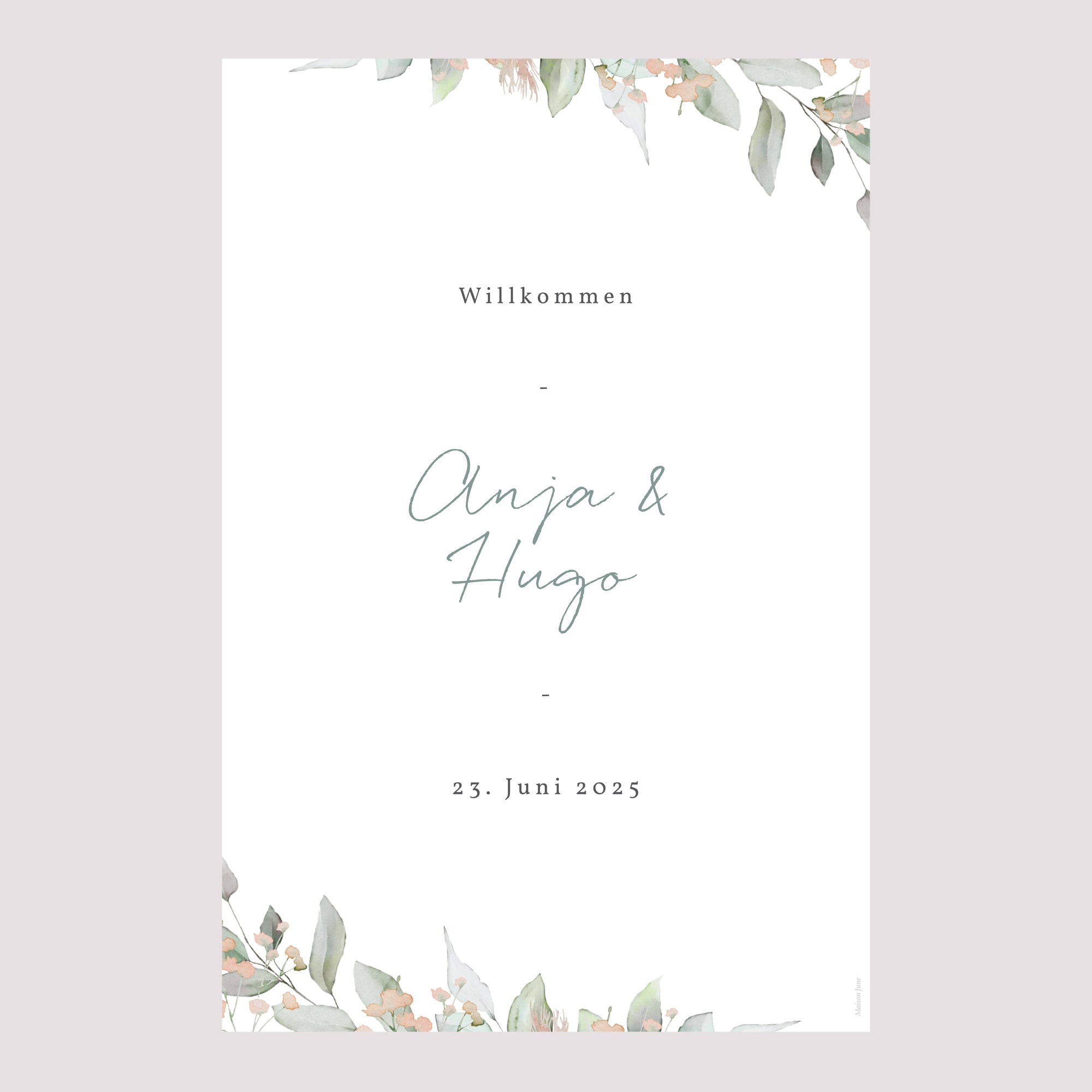 Begrüßungstafel Hochzeit Porträt 60 x 90 cm Floral pastell foto N° 2