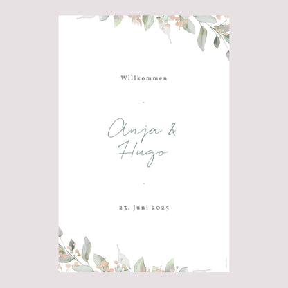 Begrüßungstafel Hochzeit Porträt 60 x 90 cm Floral pastell foto N° 2
