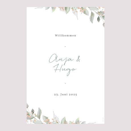 Begrüßungstafel Hochzeit Porträt 60 x 90 cm Floral pastell