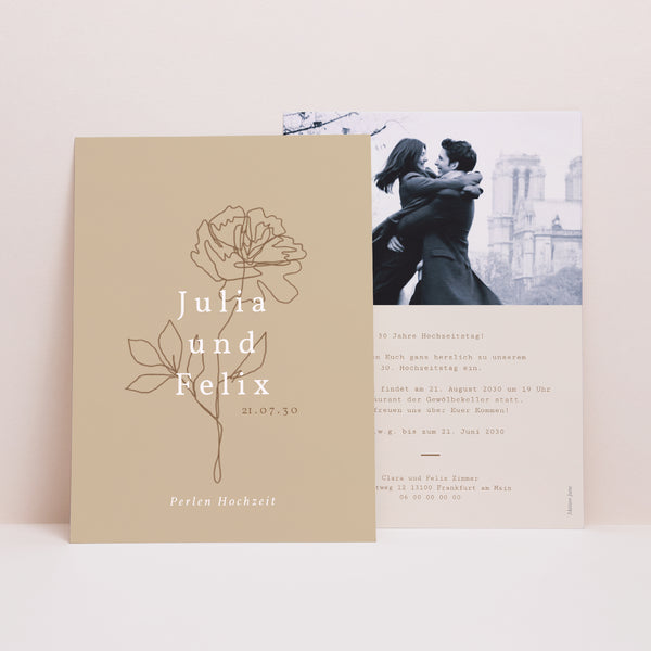 Einladungskarte Hochzeitstag Florale Silhouette II - Pfingstrose foto