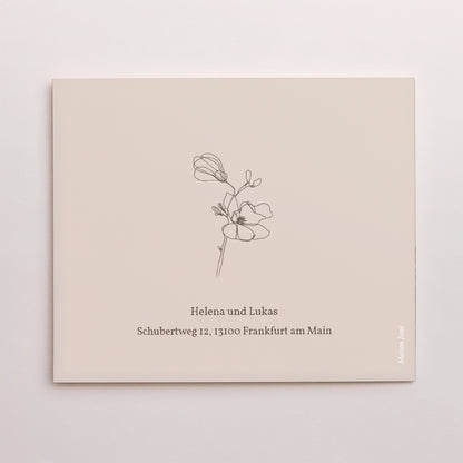 Dankeskarte Hochzeit Asymmetrische Zweiflügeltür Blumen-Silhouette III - Kirschbaum foto N° 3