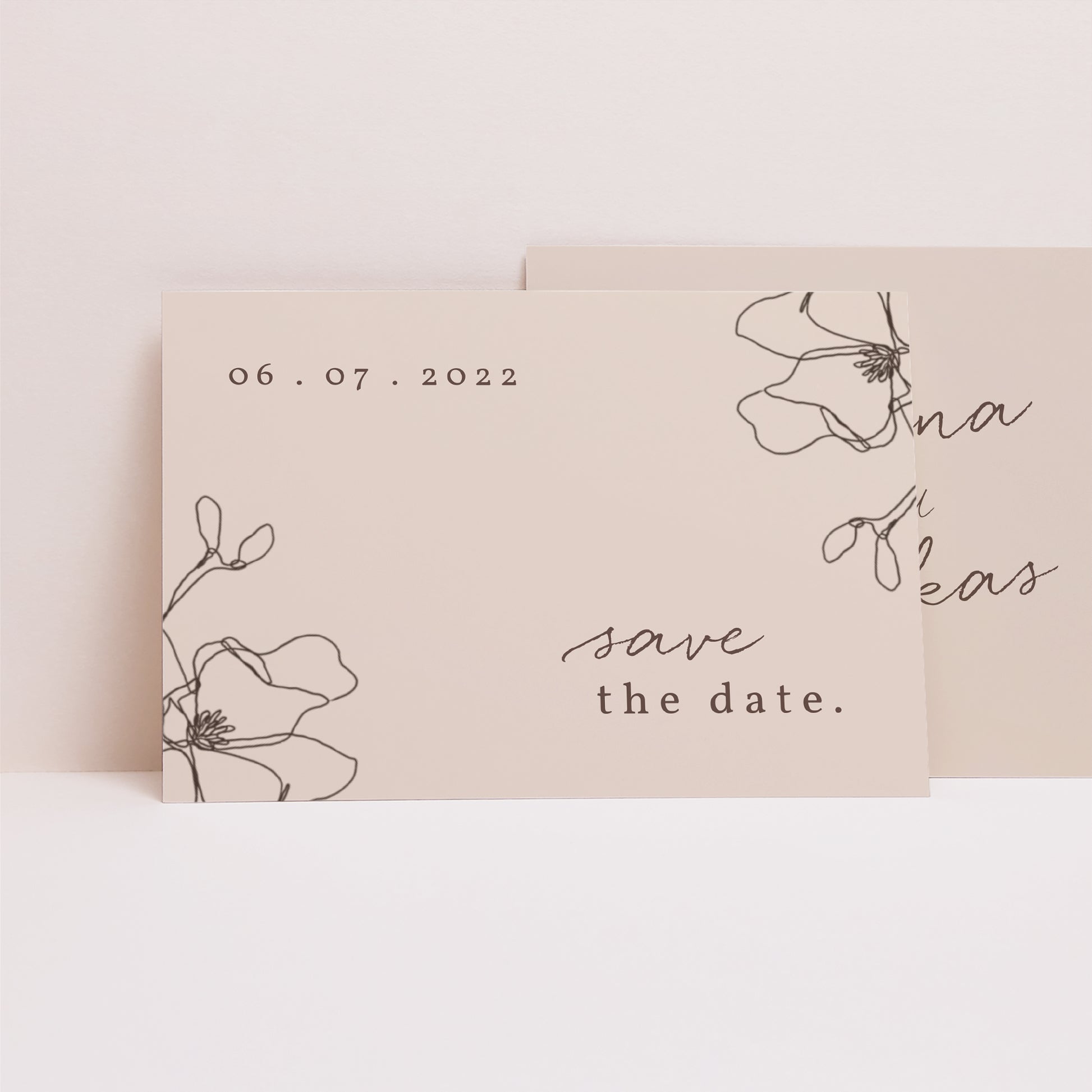 Save the date Karte Hochzeit Landschaft Blumen-Silhouette III - Kirschbaum foto N° 1