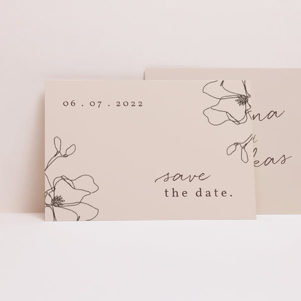 Save the date Karte Hochzeit Landschaft Blumen-Silhouette III - Kirschbaum foto
