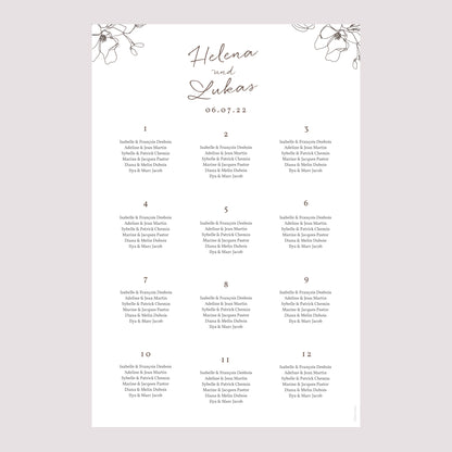 Sitzplan Hochzeit Porträt 60 x 90 cm Blumen-Silhouette III - Kirschbaum foto N° 2