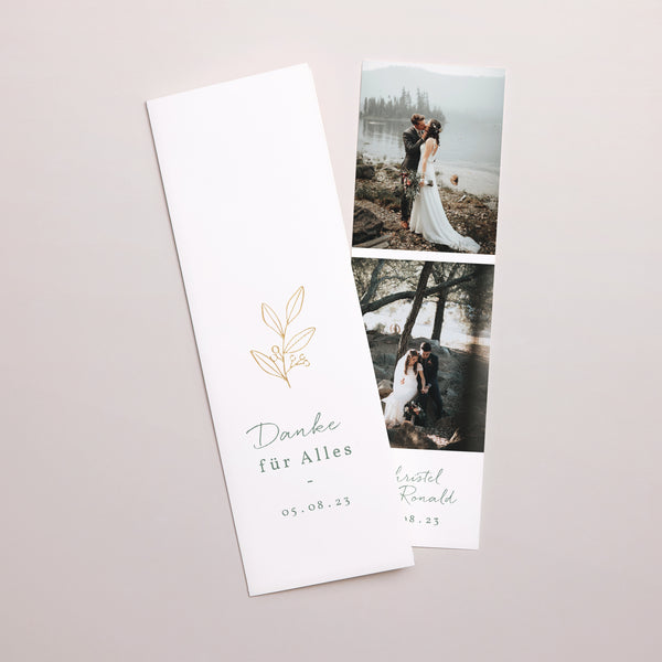 Dankeskarte Hochzeit Fotoautomaten Lesezeichen Romantischer Zweig foto