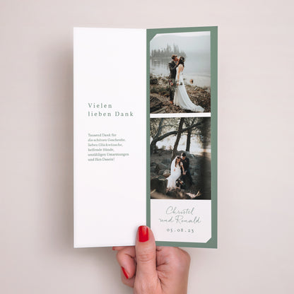 Dankeskarte Hochzeit Fotoautomaten Lesezeichen Romantischer Zweig foto N° 2