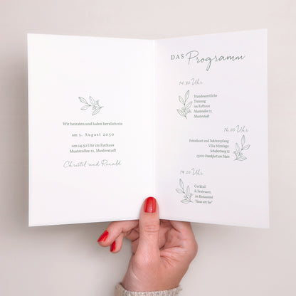 Hochzeitseinladung Doppelflügelporträt Romantischer Zweig foto N° 2