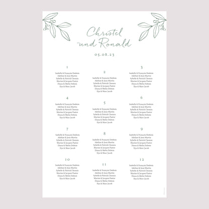 Sitzplan Hochzeit Porträt Romantischer Zweig foto N° 2
