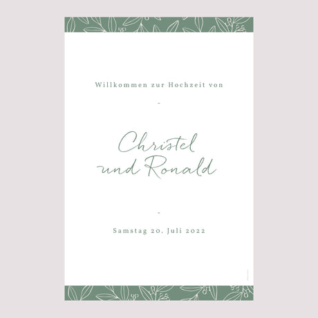 Begrüßungstafel Hochzeit Porträt 60 x 90 cm Romantischer Zweig