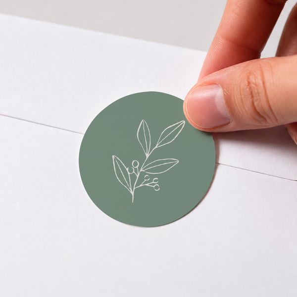 Sticker Hochzeit Rund Romantischer Zweig foto