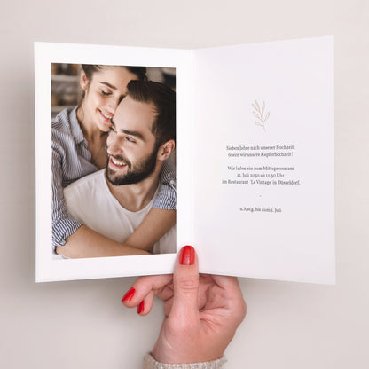 Einladungskarte Hochzeitstag Doppelflügelporträt Romantische Zweig II foto N° 2